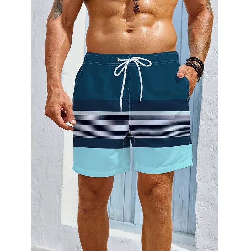 Buy Center Summer Stripe 3D Print Beach Shorts - Stylish & Comfortable - Buy Center UK