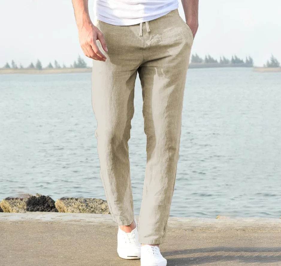 Buy Center Men's Linen Wide Pants - Oversized Casual Sweatpants - Buy Center UK