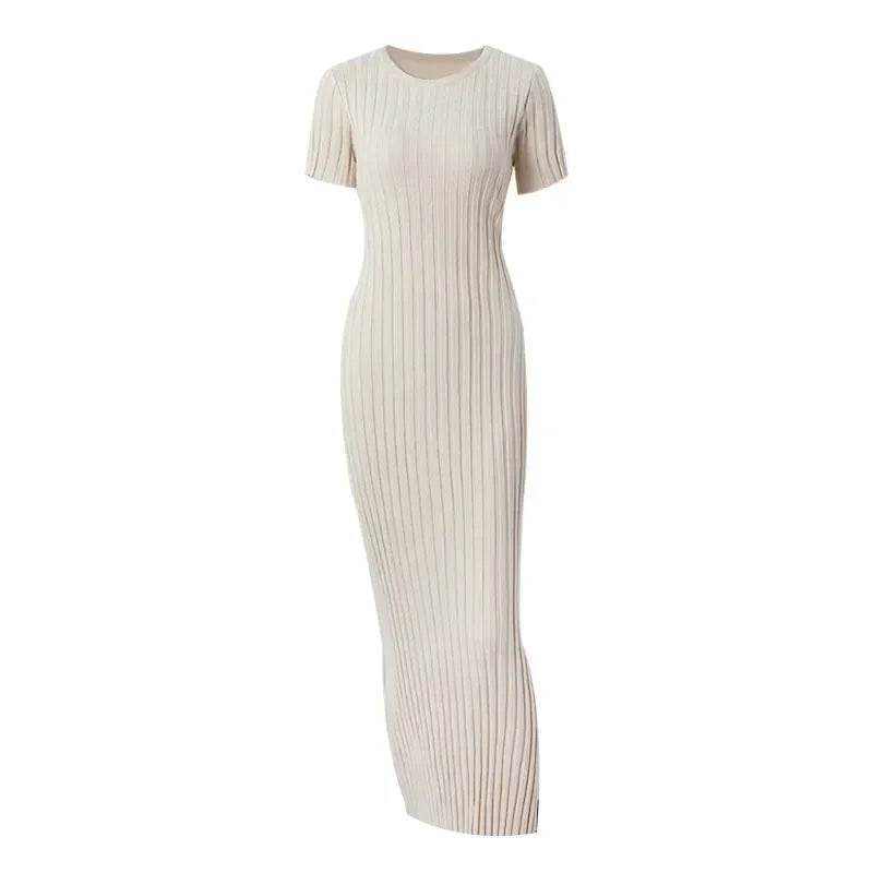 Buy Center Ladies Knitted Short Sleeve Long Dress - Spring Fashion Chic - Buy Center UK