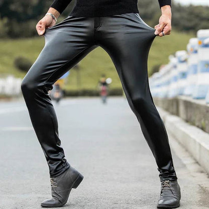 HOO 2025 Autumn Skinny PU Leather Pants - Trendy High Fashion Fit - Buy Center UK