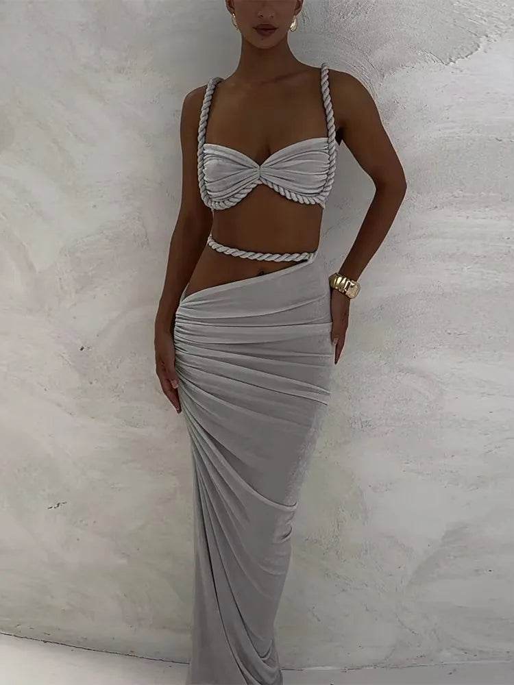 Weird Puss Square Collar 2 Piece Set - Chic Summer Bra & Skirt - Buy Center UK