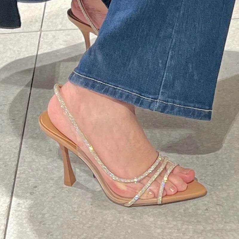 Buy Center Women's Thin Heel Sandals - Open Toe Bling Design - Buy Center UK