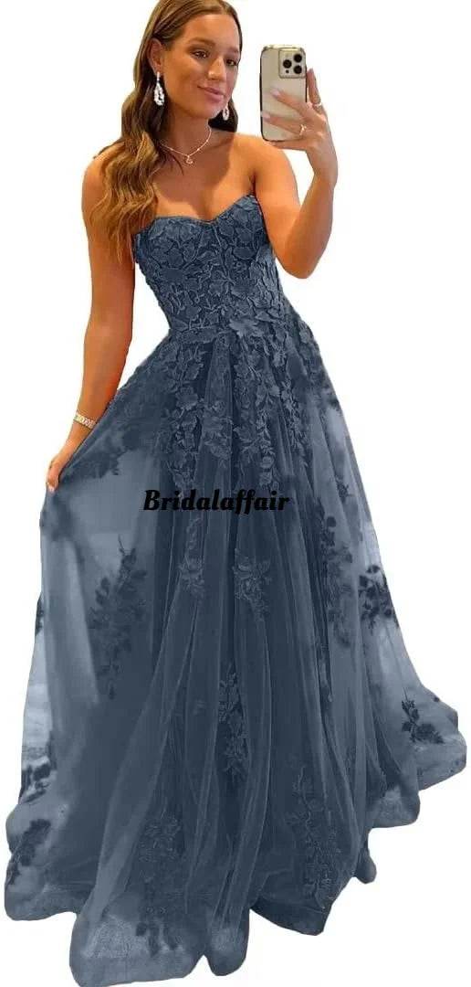 Elegant Orange Lace Appliques Prom Dress - Sweetheart A-Line Gown - Buy Center UK