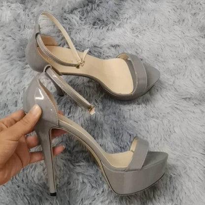 Buy Center Women’s Sexy Open Toe High Heel Sandals - Patent Leather - Buy Center UK