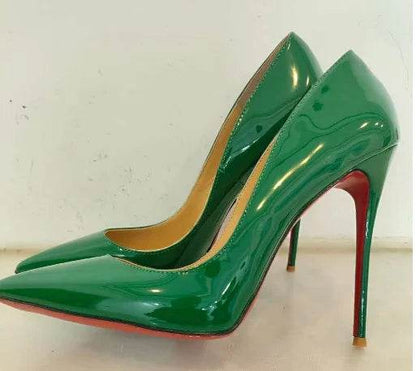 Buy Center Women's Patent Pointed Toe Slip-On Pumps - 12cm Heels - Buy Center UK