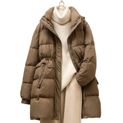 Buy Center Women's White Duck Down Puffer Jacket - Slim Fit & Hooded - Buy Center UK