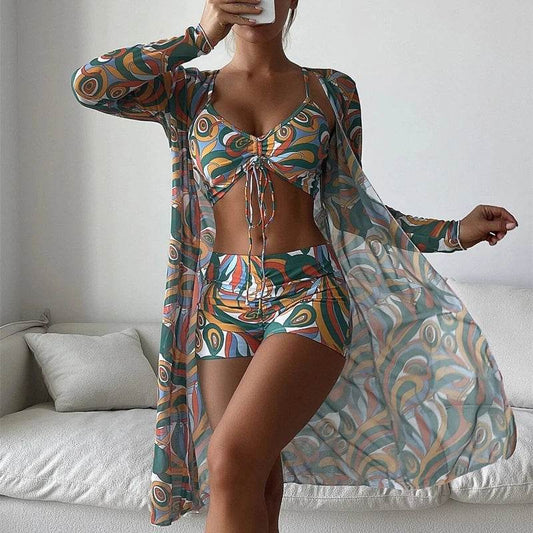 Buy Center 2025 Women's 3-Piece Swimsuit Set – Tankini, Cover-Up & Shorts - Buy Center UK