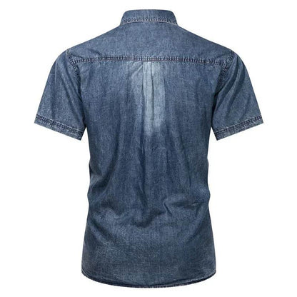 Buy Center Denim Distressed Shirt - Half Sleeve, Turn Down Collar - Buy Center UK