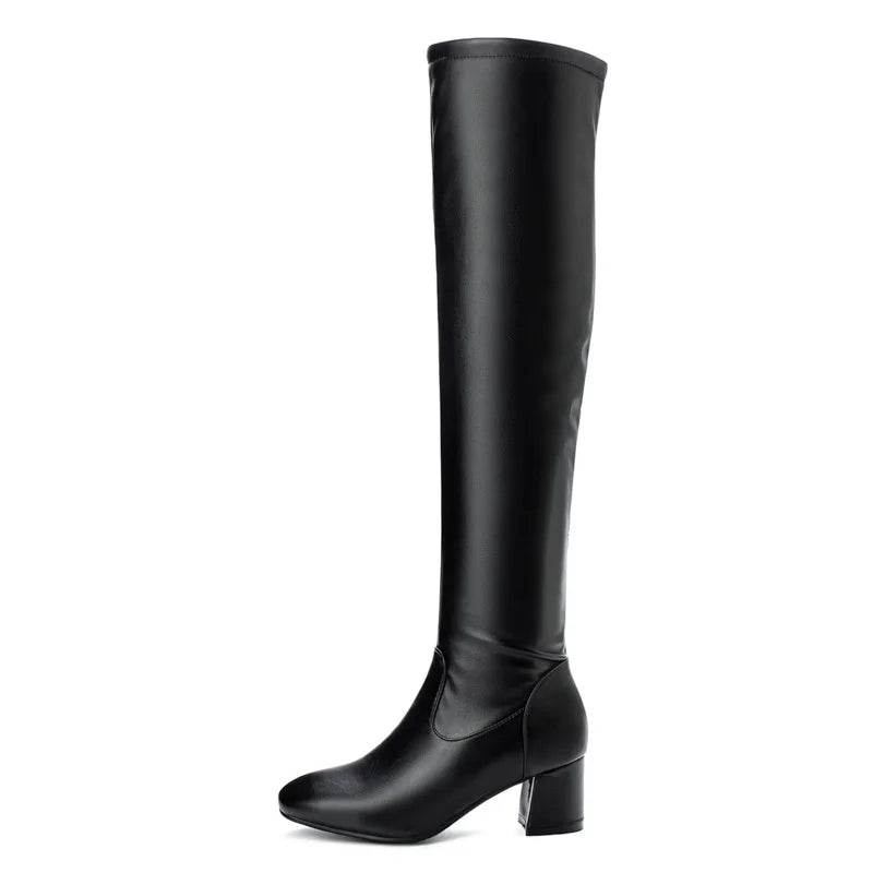 Buy Center Women's Over the Knee Boots - Thick Heels, Large Sizes - Buy Center UK