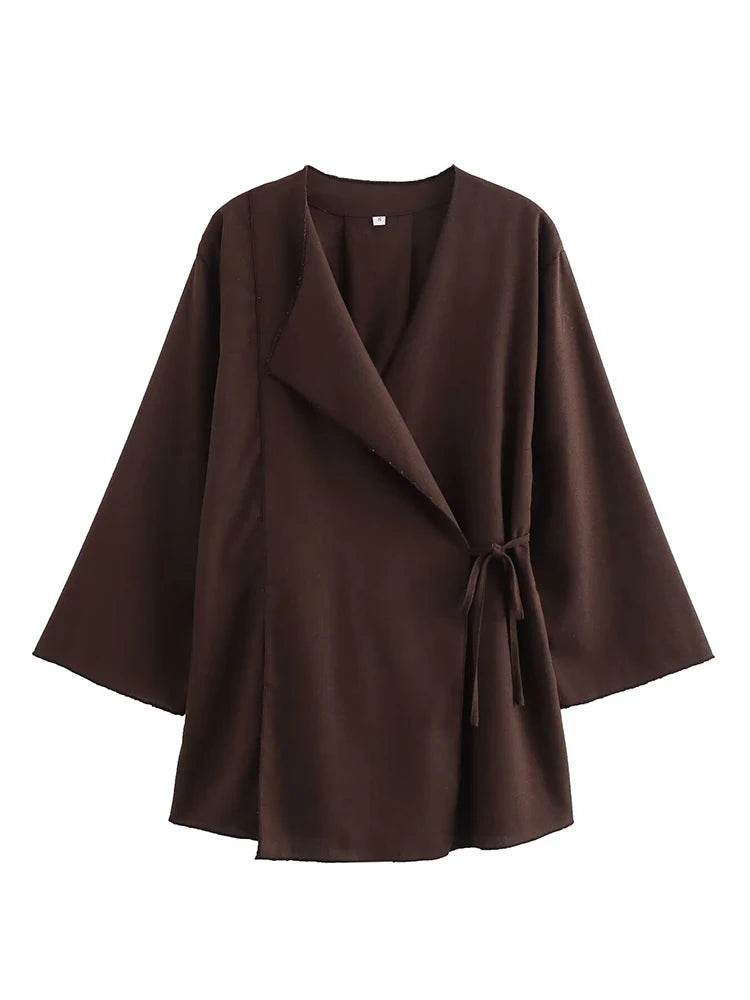 TFMLN Women's Kimono Style Set - Fashion Linen Tops & Wide Leg Pants - Buy Center UK