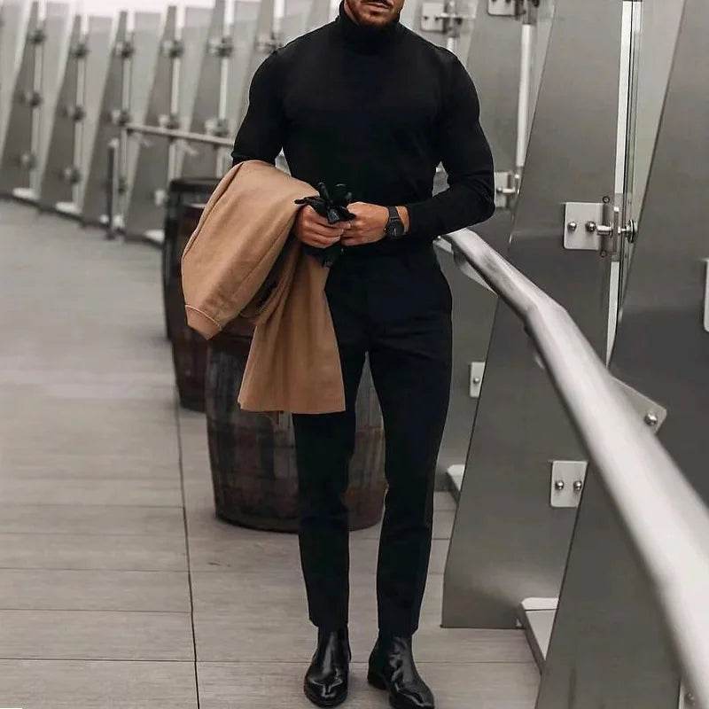 Buy Center Men's Casual Slim Fit Turtleneck Pullover - Autumn Fashion - Buy Center UK