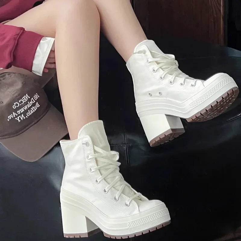 Buy Center Women Platform Sneakers - High Top Style, Plus Size 36-42 - Buy Center UK