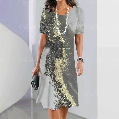 2024 Women's Plus Size Midi Dress - Elegant Graphic Print & Comfort - Buy Center UK
