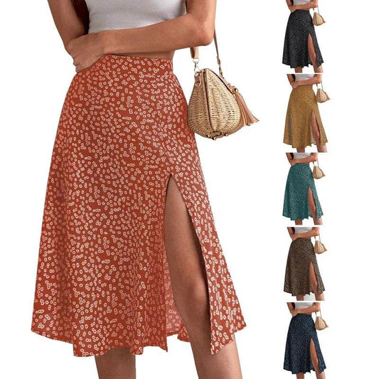 Buy Center Women's Floral A-Line Skirt - Versatile Zipper Design - Buy Center UK