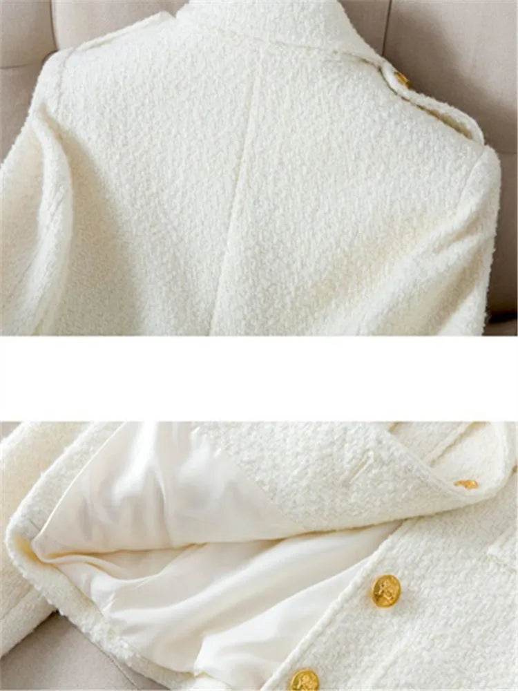 Buy Center Fashion White Blazer - Short Tweed Jacket for Women - Buy Center UK