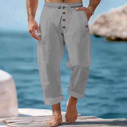 Buy Center Men's Casual Beach Pants - Loose Fit, Cotton Hemp Blend - Buy Center UK