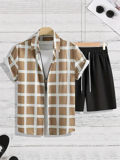 2024 Summer Men's Casual Suit - Striped Shirt & Shorts Set - Buy Center UK