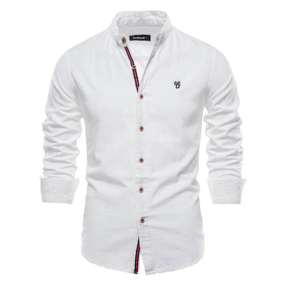Buy Center Men’s 100% Cotton Solid Color Shirt - Elegant Embroidery - Buy Center UK