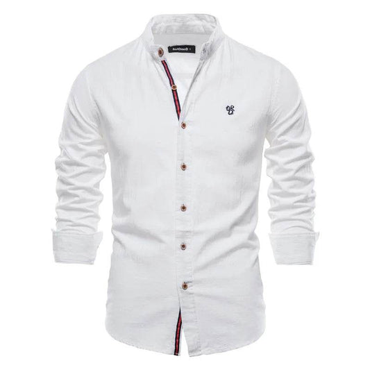 Buy Center Men’s 100% Cotton Solid Color Shirt - Elegant Embroidery - Buy Center UK