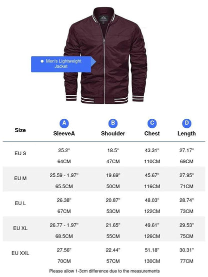 Buy Center Men's Bomber Jacket - Casual Spring Autumn Windbreaker - Buy Center UK