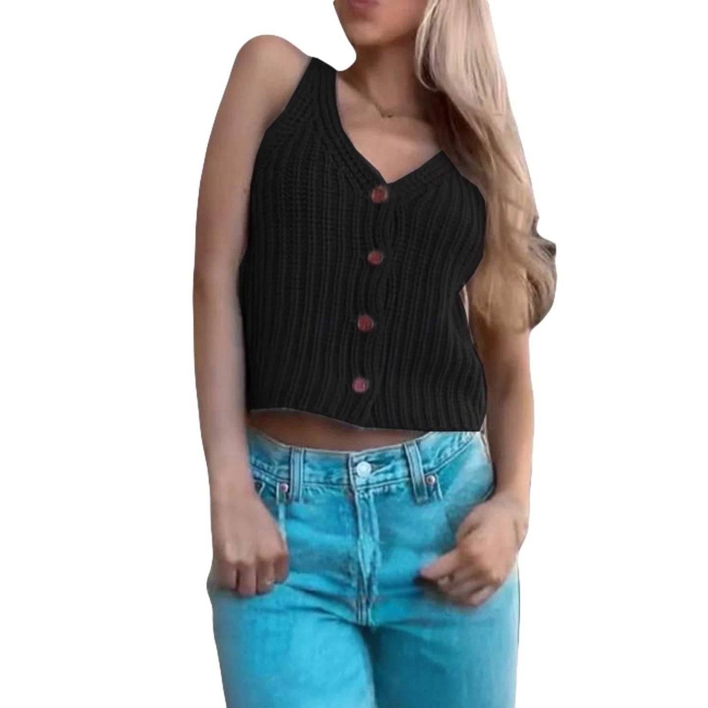 Women’s Autumn Sweater Vest - Sleeveless V Neck Knitwear for All - Buy Center UK