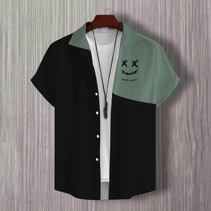 Buy Center 3D Patchwork Print Short Sleeve Shirt - Oversized Hawaiian Style - Buy Center UK