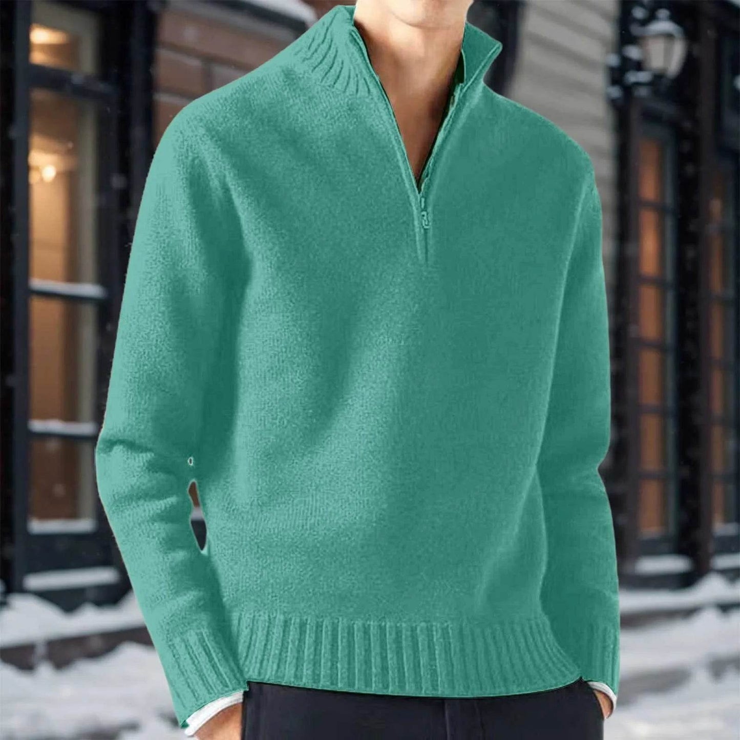 Buy Center Zipper Turtleneck Men's Sweater - Casual Knit Pullover - Buy Center UK
