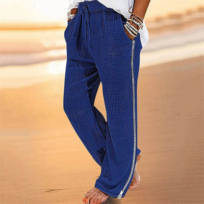 Spring Autumn Men's Wide Leg Pants - Casual Zipper Pockets, Elastic Waist - Buy Center UK