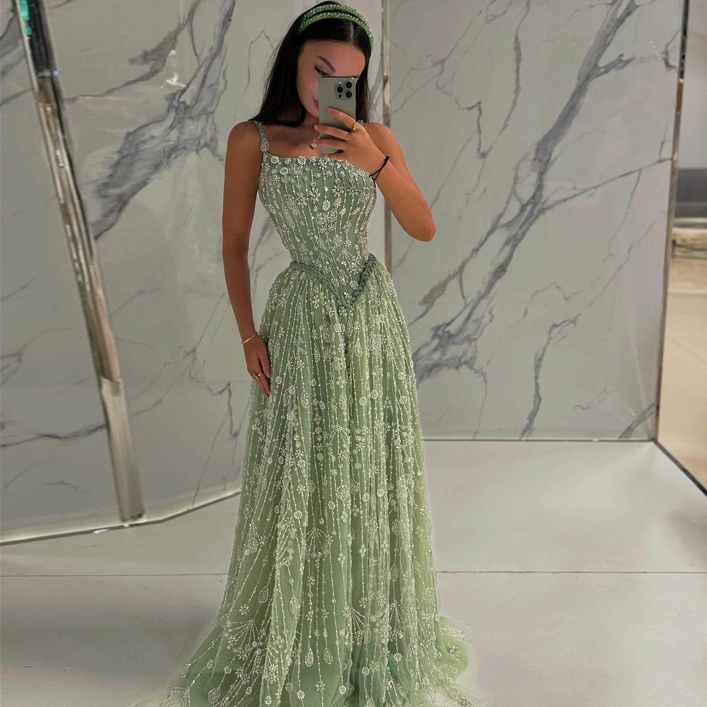 Sharon Said Elegant Sage Green Evening Dress - Spaghetti Straps 2025 - Buy Center UK