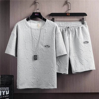 Buy Center Men's Summer Korean Style Short Sleeve T-Shirt & Shorts Set - Buy Center UK