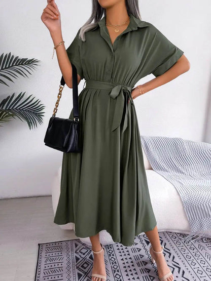 Buy Center Women's Summer Casual Dress - Short Sleeve, Slim Waist Fit - Buy Center UK