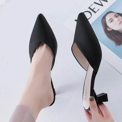 Buy Center Pointed Toe Low Heel Slippers - Luxury Fashion Slides - Buy Center UK