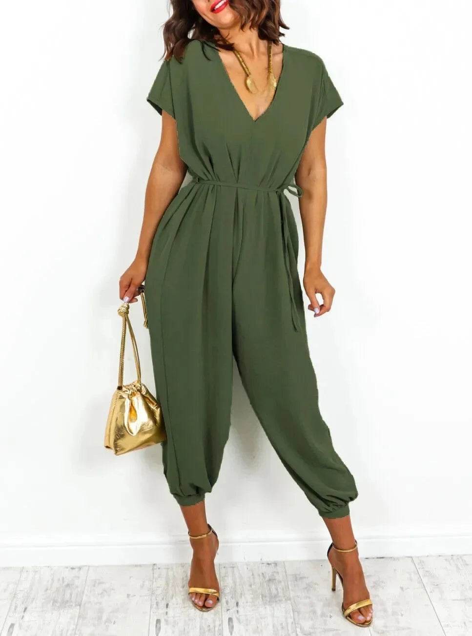 Buy Center Women's Loose One-Piece Suit - Short Sleeve Casual Chic - Buy Center UK