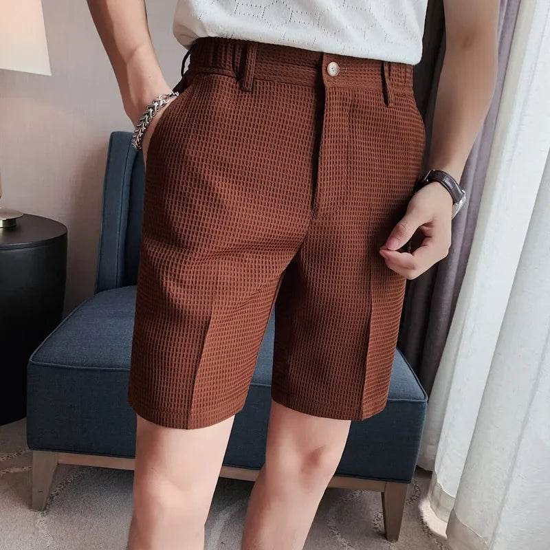 Buy Center Men's Casual Shorts - Solid Color Walf Checks Summer Style - Buy Center UK