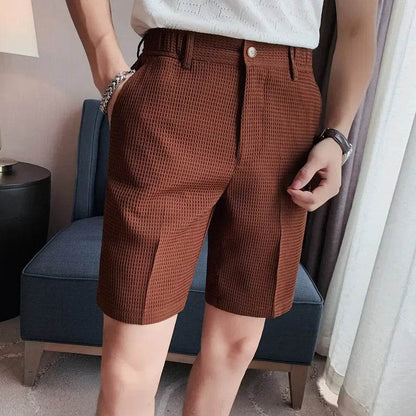 Buy Center Men's Casual Shorts - Solid Color Walf Checks Summer Style - Buy Center UK