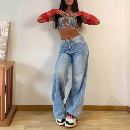 Buy Center High Waist Wide-Leg Jeans - Retro American Style Pants - Buy Center UK