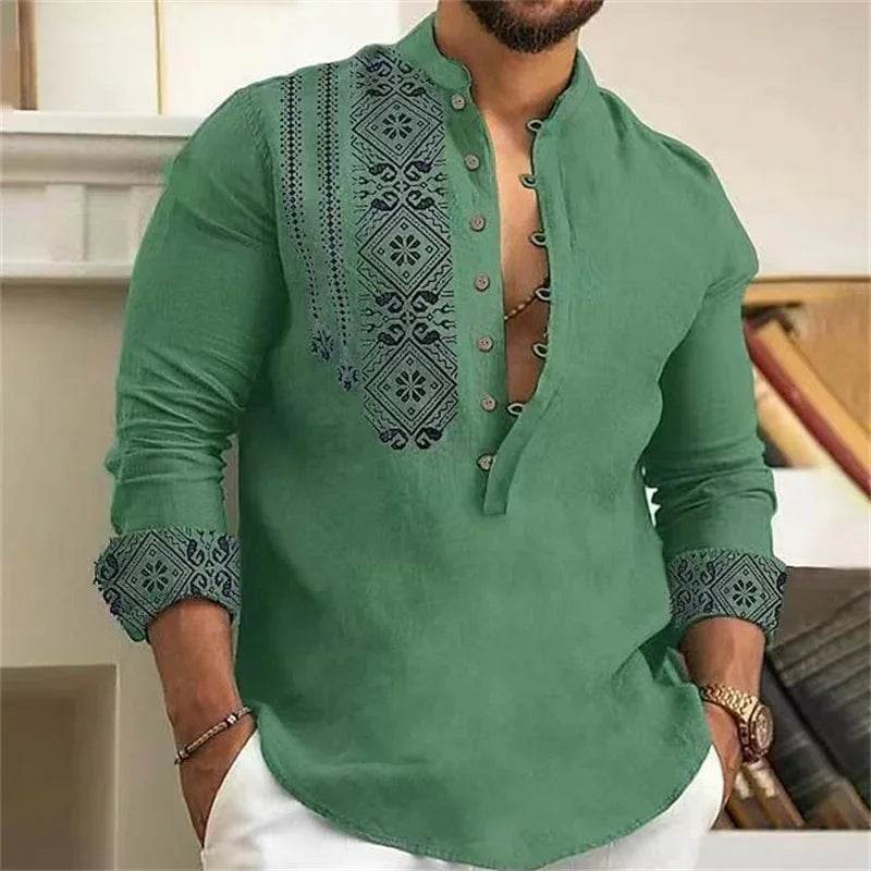 Buy Center Men's Long Sleeve 7 Button Shirt - Stylish & Comfortable - Buy Center UK