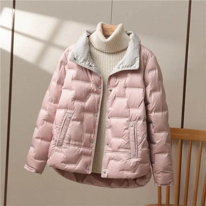 Buy Center Women’s White Duck Down Coat - Casual Lapel Puffer Jacket - Buy Center UK