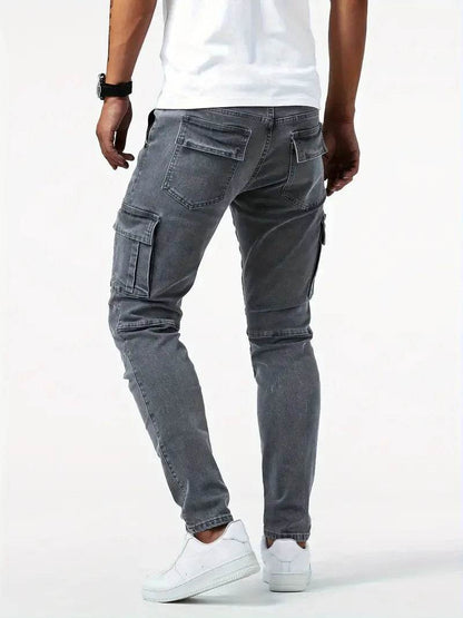 Buy Center Casual Denim Work Pants for Men - Multi Bag, Comfortable Fit - Buy Center UK