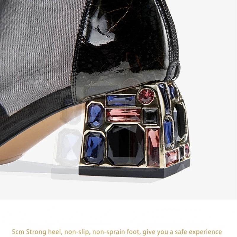 Buy Center Women's Rhinestone Mesh Sandals - Luxury Summer Ankle Boot - Buy Center UK