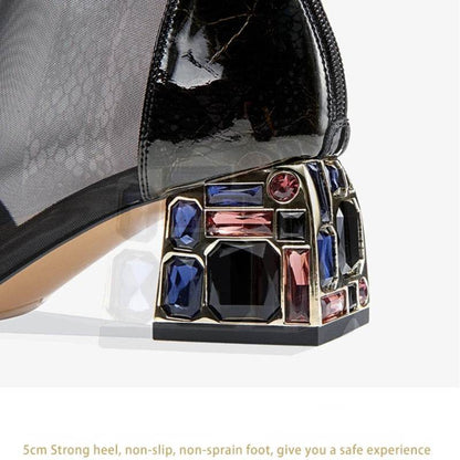 Buy Center Women's Rhinestone Mesh Sandals - Luxury Summer Ankle Boot - Buy Center UK