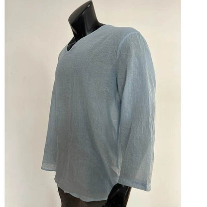 Buy Center V-neck Solid Color Casual Shirt - Stylish for All Seasons - Buy Center UK