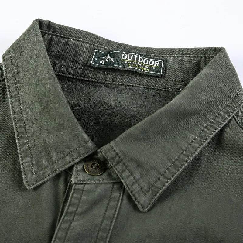 Buy Center Men's Long Sleeve Cargo Shirt - High-Quality Cotton Style - Buy Center UK