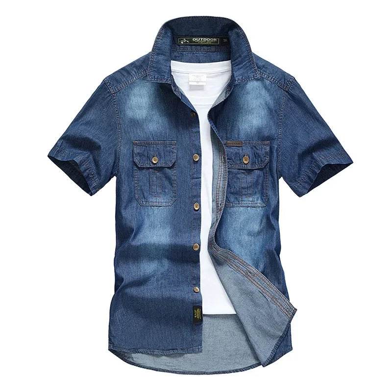Buy Center Multi Pockets Denim Shirt - High-Quality Summer Casual Wear - Buy Center UK
