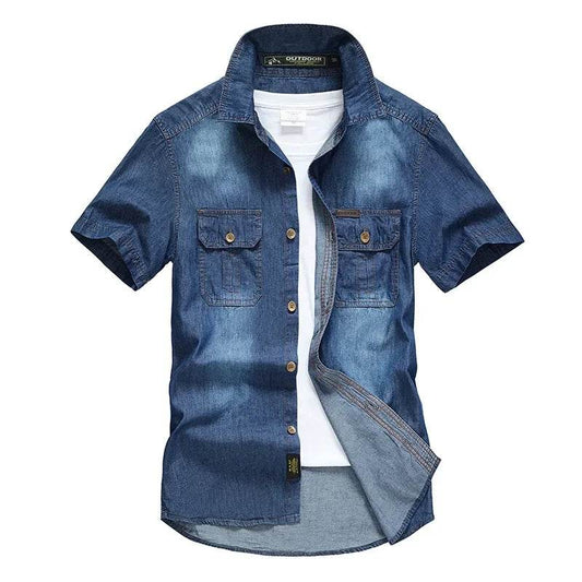 Buy Center Multi Pockets Denim Shirt - High-Quality Summer Casual Wear - Buy Center UK