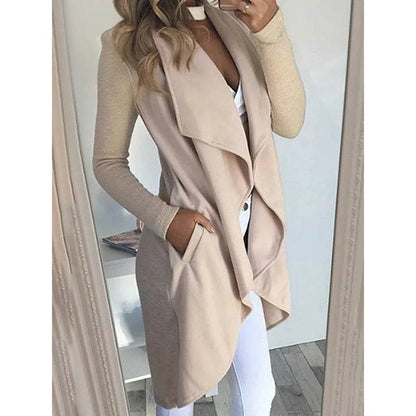Buy Center Women's Slim Long Trench Coat - Chic Lapel Design - Buy Center UK
