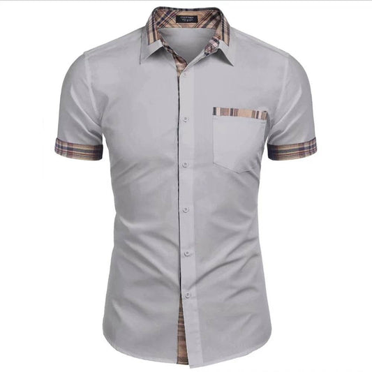 Buy Center Men's Summer Hawaiian Ice Silk Shirt - Casual Patchwork Design - Buy Center UK