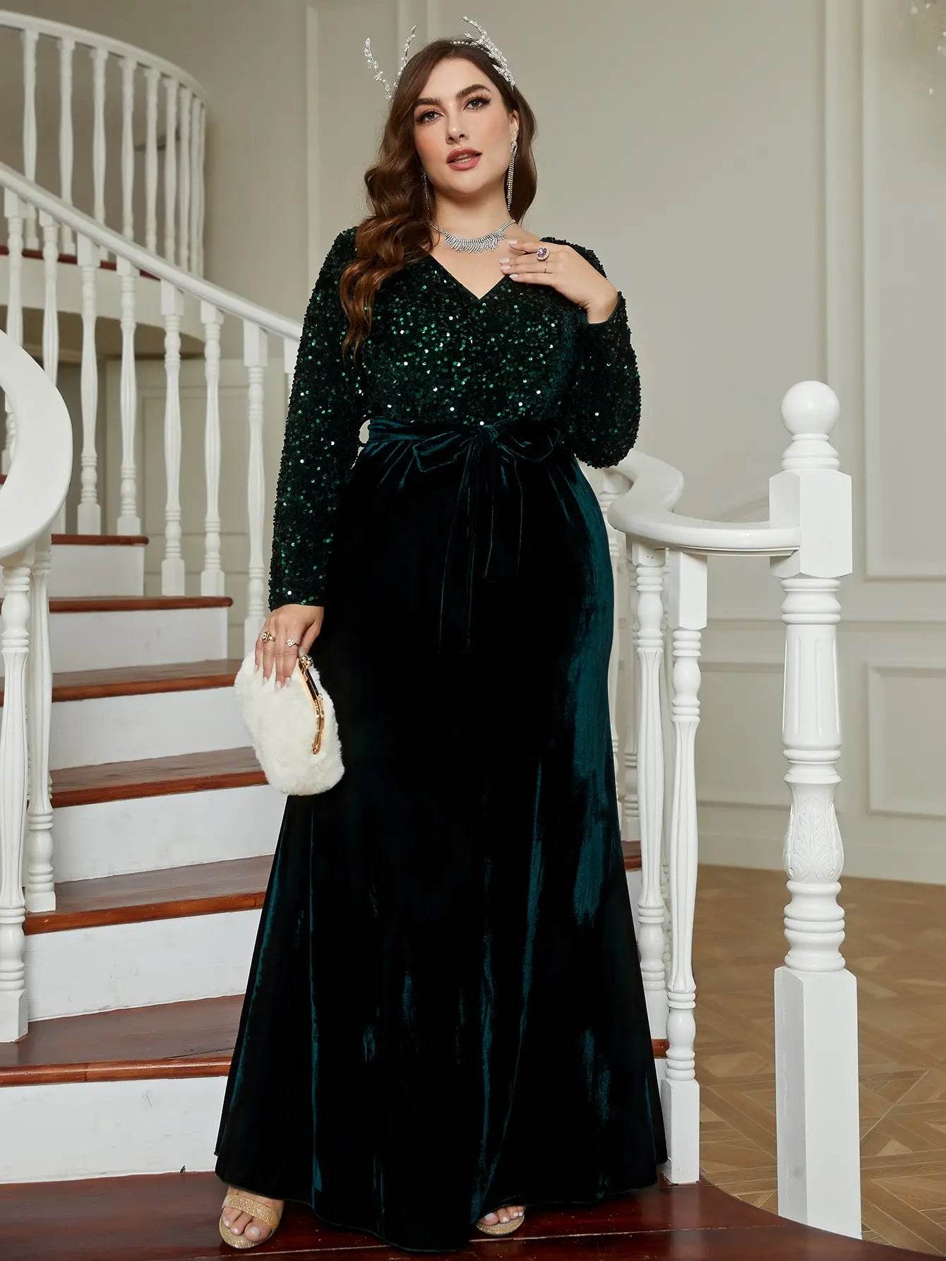 Wow! Plus Size Bridal Gown - Velvet Long Sleeves & Slimming Fit - Buy Center UK