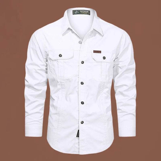 Buy Center Men's Long Sleeve Cargo Shirt - High-Quality Cotton Style - Buy Center UK