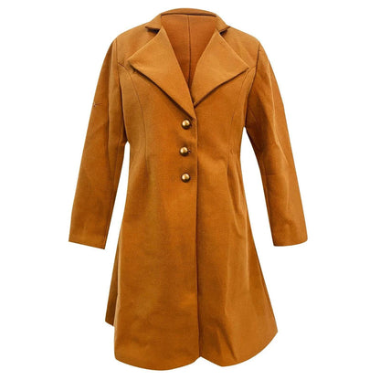 Buy Center Women's Lapel Trench Coat - Elegant Winter Fleece Jacket - Buy Center UK